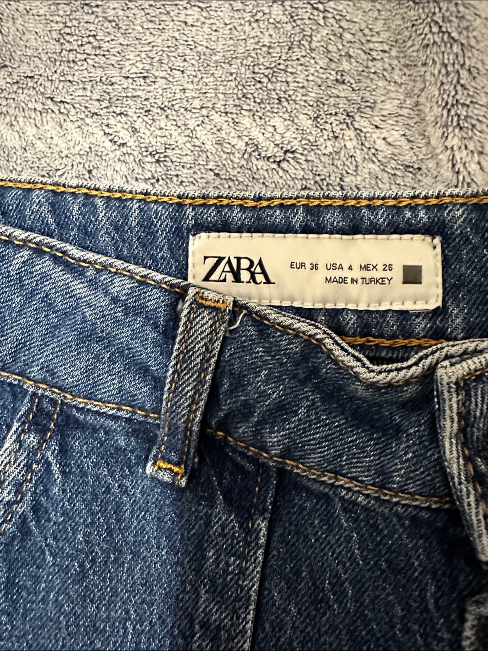 ZARA Dark Blue High-Rise Button-Front Jeans - Picture 5 of 5